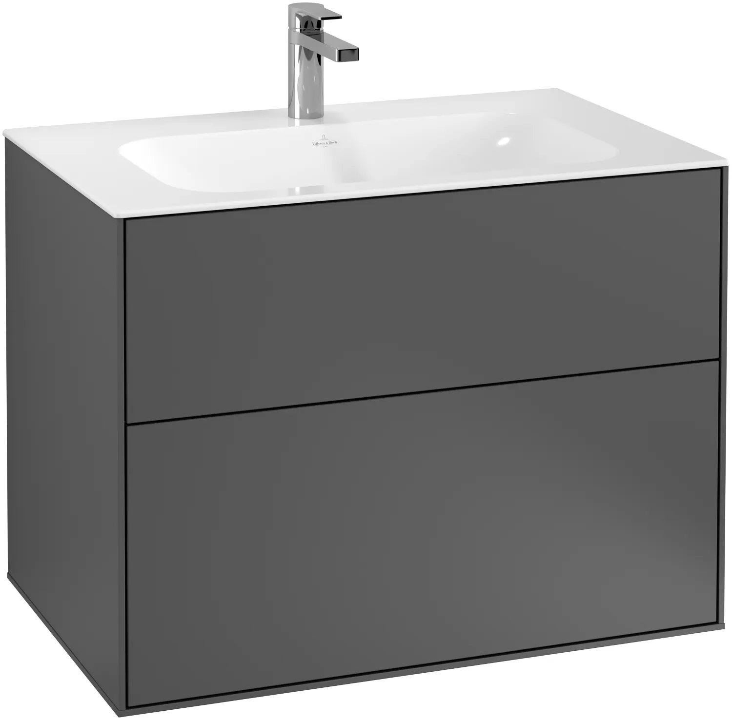 Villeroy & Boch Waschtischunterschrank „Finion“ für Schrankwaschtisch 79,6 × 59,1 × 49,8 cm 2 Schubladen, für Waschtischposition mittig, inkl. Beleuchtung mittig