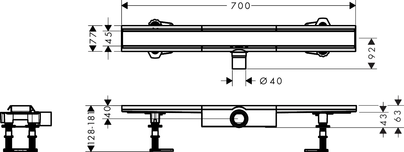 Hansgrohe RainDrain Compact Komplettset Duschrinne 700mm Edelstahl gebürstet Hansgrohe RainDrain Compact Komplettset Duschrinne 700mm Edelstahl gebürstet