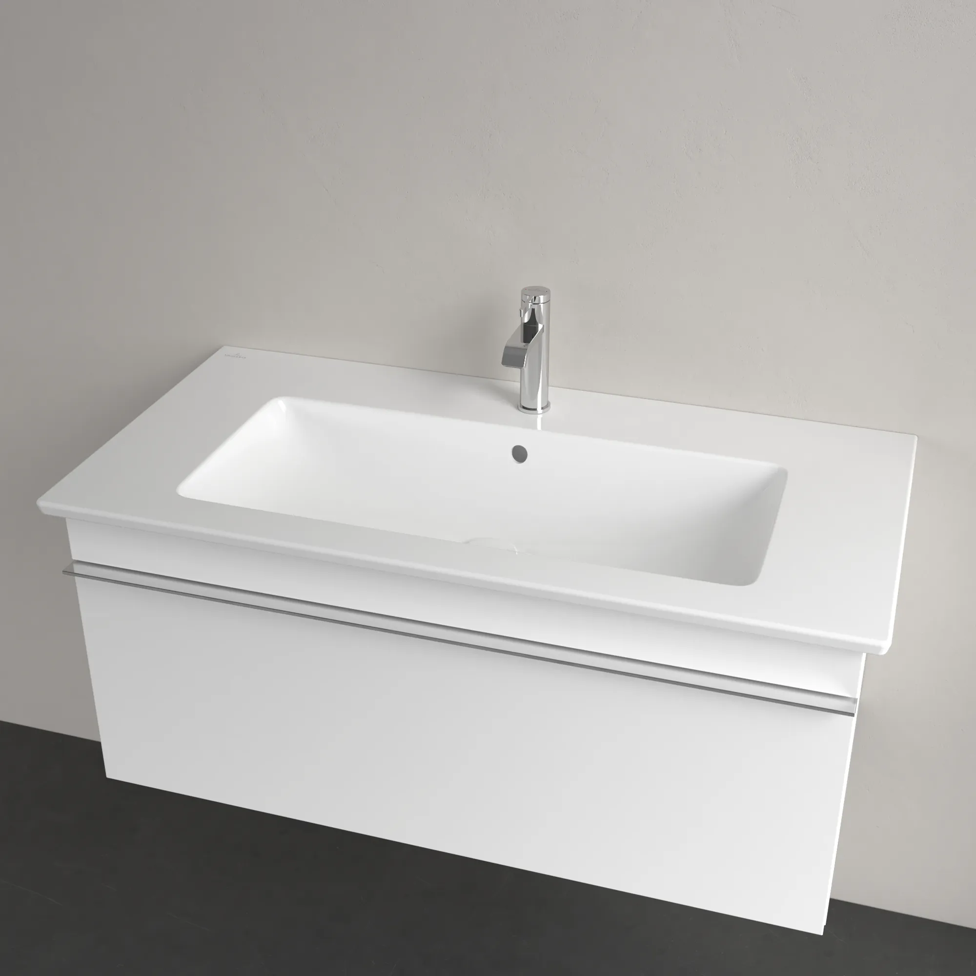 Villeroy & Boch Wandwaschtisch „Venticello“ 1000 × 500 × 170 mm, für Becken mittig, mit Hahnlochbohrung, Hahnlochposition mittig in Weiß Alpin Villeroy & Boch Wandwaschtisch „Venticello“ 1000 × 500 × 170 mm, für Becken mittig, mit Hahnlochbohrung, Hahnlochposition mittig in Weiß Alpin