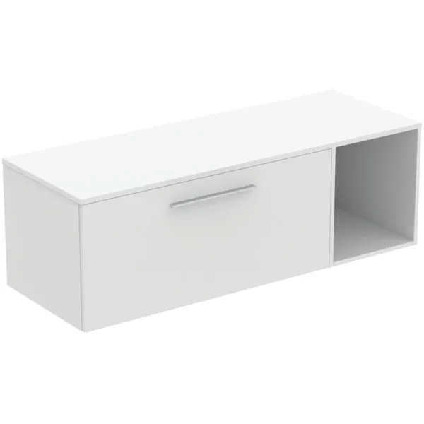Möbel-Set 140cm i.life B 1 Auszug 1 offenes Fach Griff Chrom Weiß matt