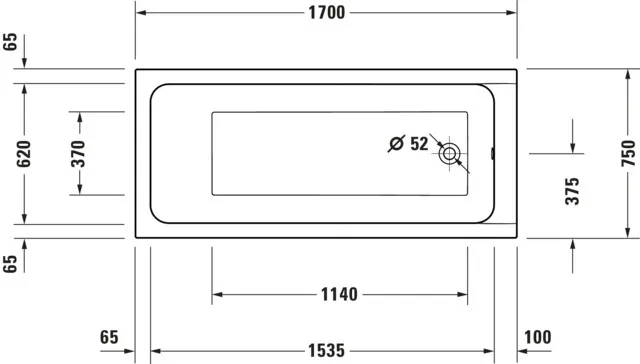 Duravit Badewanne „D-Code“ rechteck 1750 × 750 mm, Fußablauf in Weiß Duravit Badewanne „D-Code“ rechteck 1750 × 750 mm, Fußablauf in Weiß