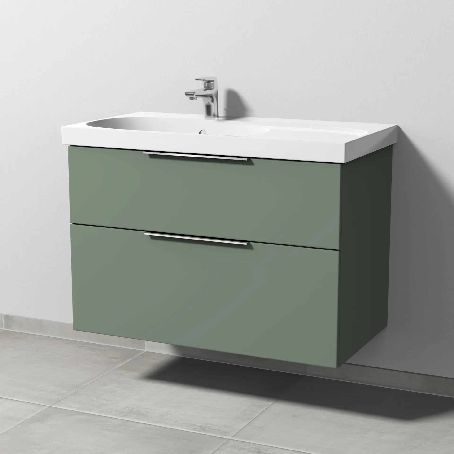 Waschtischunterbau ausz. Ausschnitt links 3way (UP419) 586x870x467 Graphit-Matt