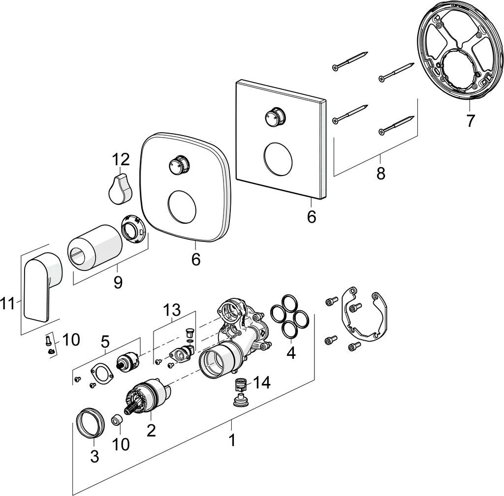 HansaSTELA Wannen- und Brausearmatur Einhebelmischer Fertigmontageset für Wanne/Brause HansaSTELA 8784 Rosette soft edge mit Sicherungseinrichtung Chrom