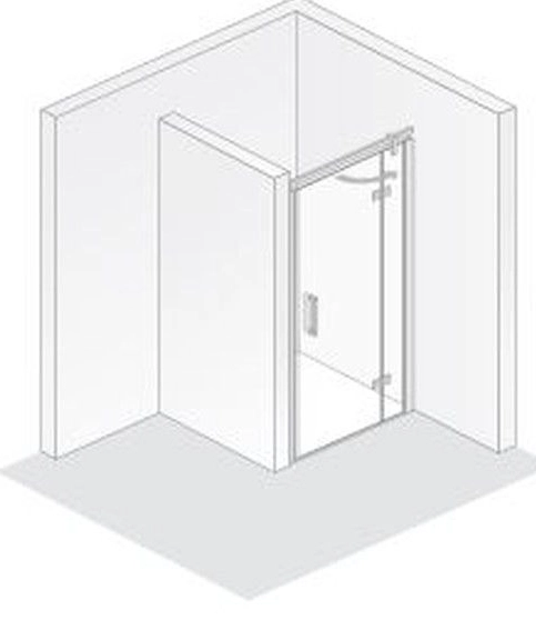 HSK teilgerahmte Drehtür an Nebenteil „Atelier Plan“ Glas Klar hell, Profile Chromoptik (Alu Hochglanz poliert), H: 2000 mm HSK teilgerahmte Drehtür an Nebenteil „Atelier Plan“ Glas Klar hell, Profile Chromoptik (Alu Hochglanz poliert), H: 2000 mm