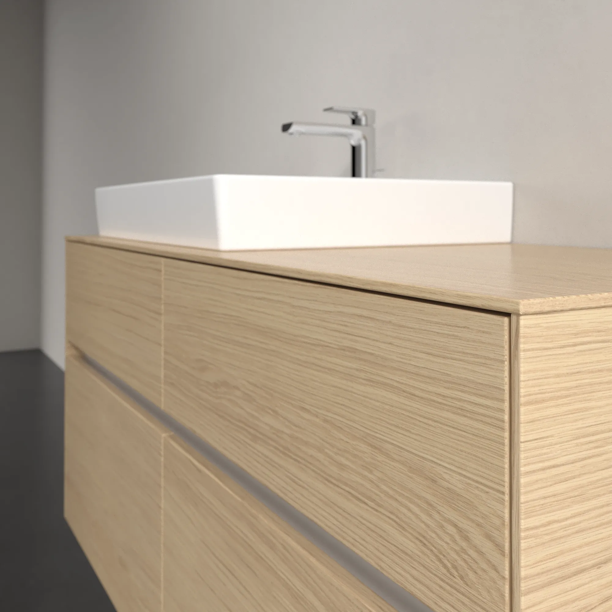 Villeroy & Boch Waschtischunterschrank „Collaro“ 1200 × 548 × 500 mm Nordic Oak, mit Beleuchtung, für Becken links Villeroy & Boch Waschtischunterschrank „Collaro“ 1200 × 548 × 500 mm Nordic Oak, mit Beleuchtung, für Becken links