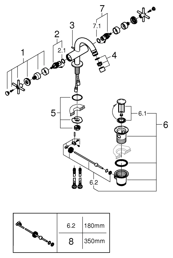 Grohe Atrio Bidet-Einlochbatterie, ½ chrom Grohe Atrio Bidet-Einlochbatterie, ½ chrom