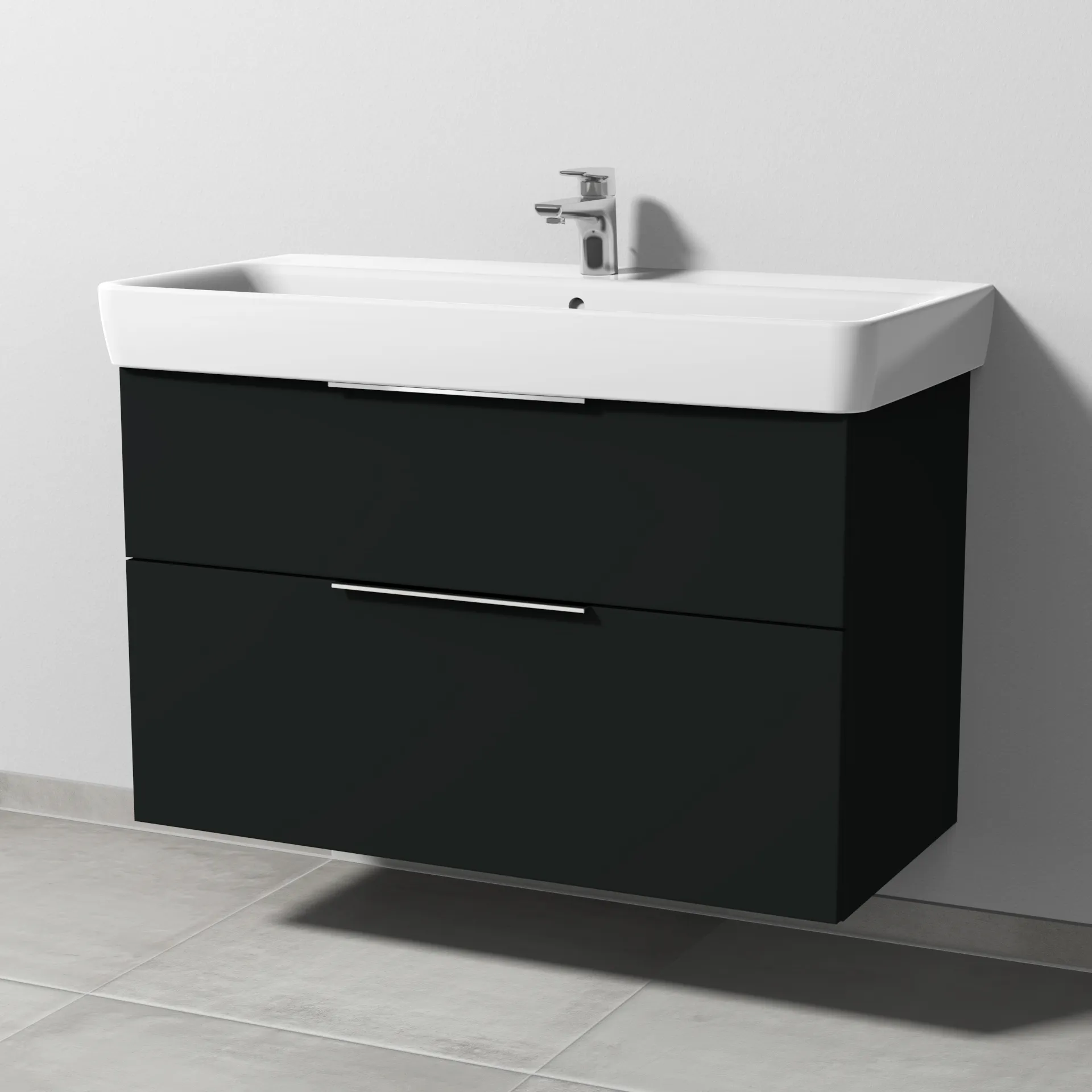 Sanipa Waschtischunterschrank „3way“ 940 × 588 × 447 mm in Vulkan (matt), Becken mittig Sanipa Waschtischunterschrank „3way“ 940 × 588 × 447 mm in Vulkan (matt), Becken mittig