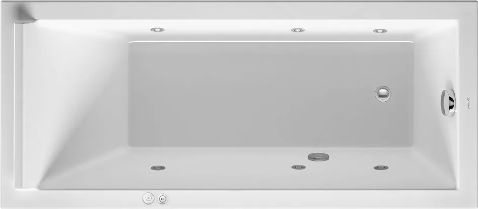 Duravit Whirlwanne „Starck“ rechteck 1600 × 700 mm, Fußablauf mit Jet-System, in Weiß Ablauf: Fußablauf / Größe: 160 × 70 cm / Whirlsystem: mit Jet-System Duravit Whirlwanne „Starck“ rechteck 1600 × 700 mm, Fußablauf mit Jet-System, in Weiß Ablauf: Fußablauf / Größe: 160 × 70 cm / Whirlsystem: mit Jet-System