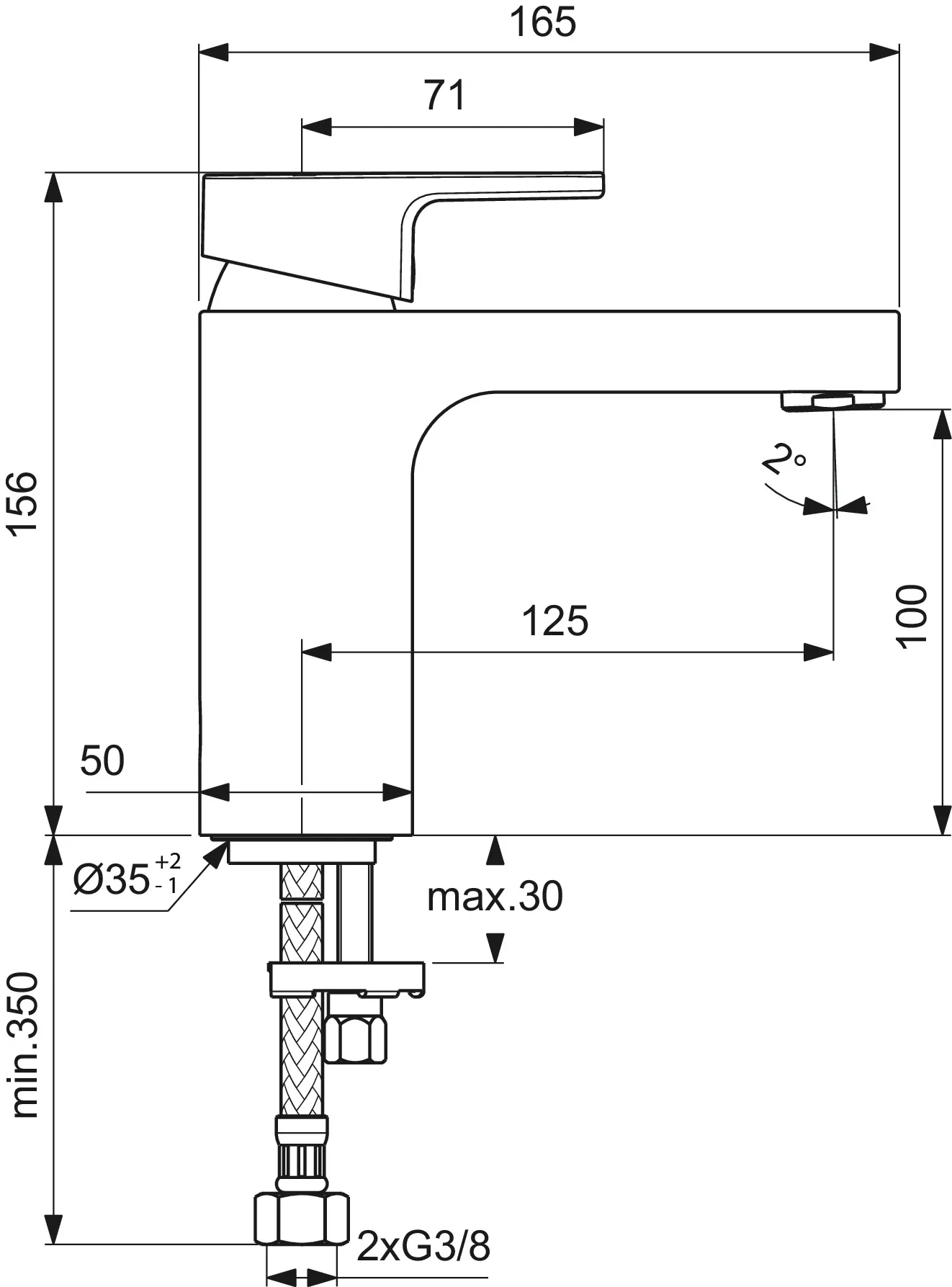 Einhand-Waschtischarmatur „Edge“ Ausladung 125 mm