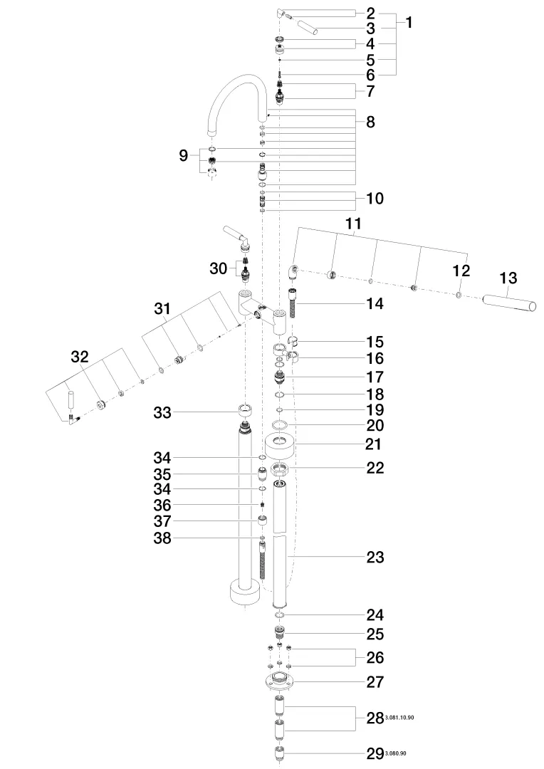 Wannen-Zweilochbatterie für freistehende Montage mit Handbrausegarnitur TARA Chrom 25943882 Wannen-Zweilochbatterie für freistehende Montage mit Handbrausegarnitur TARA Chrom 25943882