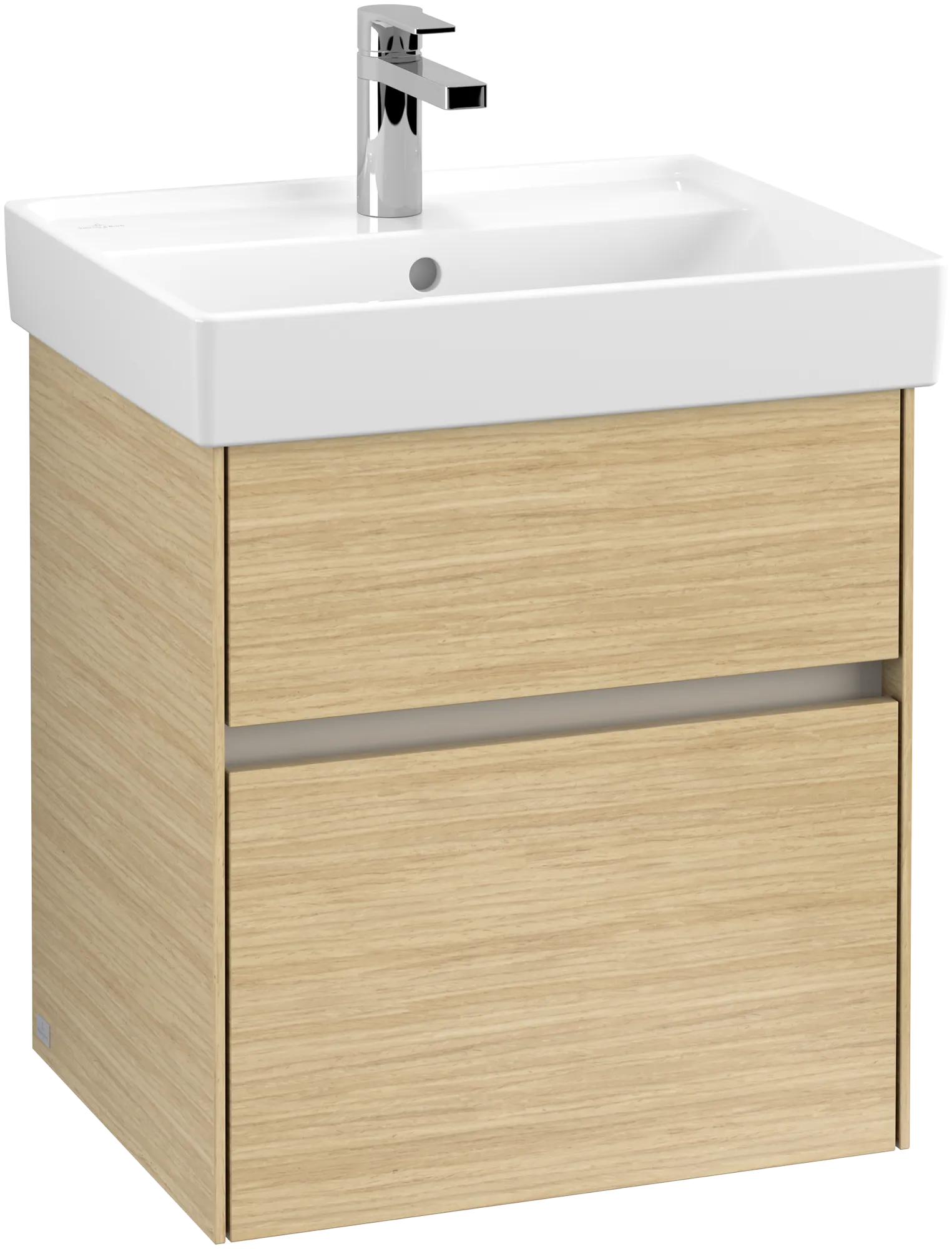 Villeroy & Boch Waschtischunterschrank „Collaro“ 510 × 546 × 414 mm Nordic Oak, für Becken mittig, mit Beleuchtung