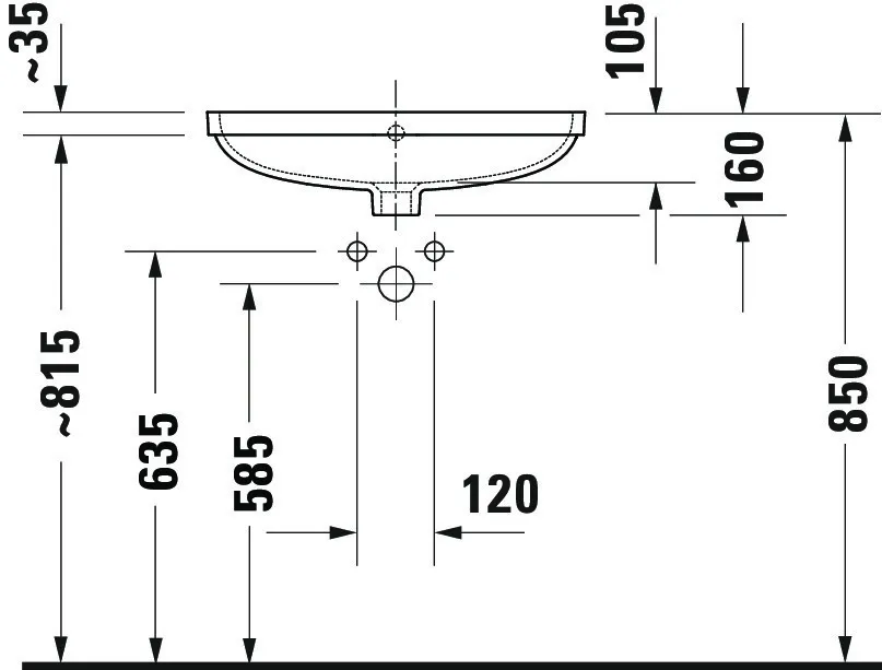 Unterbauwaschtisch „No.1“, mit Überlauf Unterbauwaschtisch „No.1“, mit Überlauf