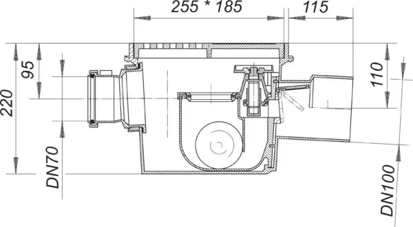 Rückstau-Kellerablauf Ballstau 110/3, DN 100 Rückstau-Kellerablauf Ballstau 110/3, DN 100