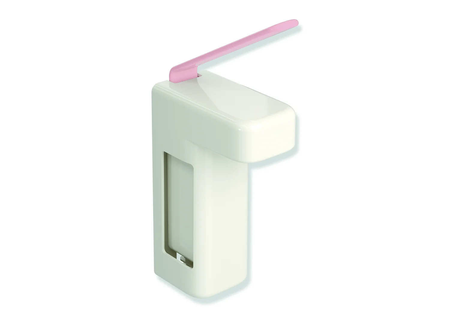 HEWI Desinfektionsmittel-Seifenspender Serie 477, Korpus Fb 99, Hebel rosa, 88 mm breit, 358 mm hoch, 187 mm tief HEWI Desinfektionsmittel-Seifenspender Serie 477, Korpus Fb 99, Hebel rosa, 88 mm breit, 358 mm hoch, 187 mm tief