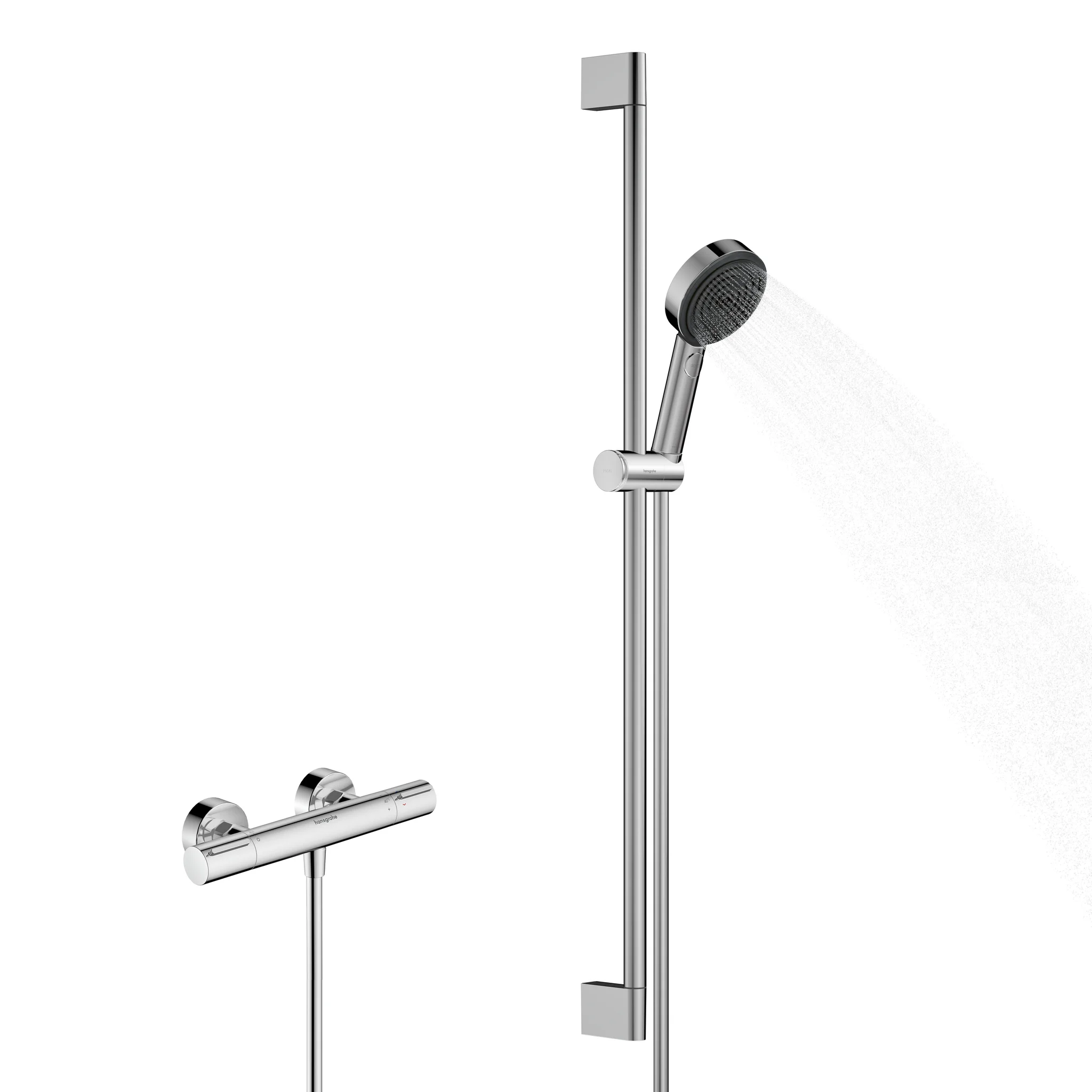 Hansgrohe Pulsify Select S Brausesystem 105 mm, 3 Strahlarten, Chrom, 90 cm Brausestange