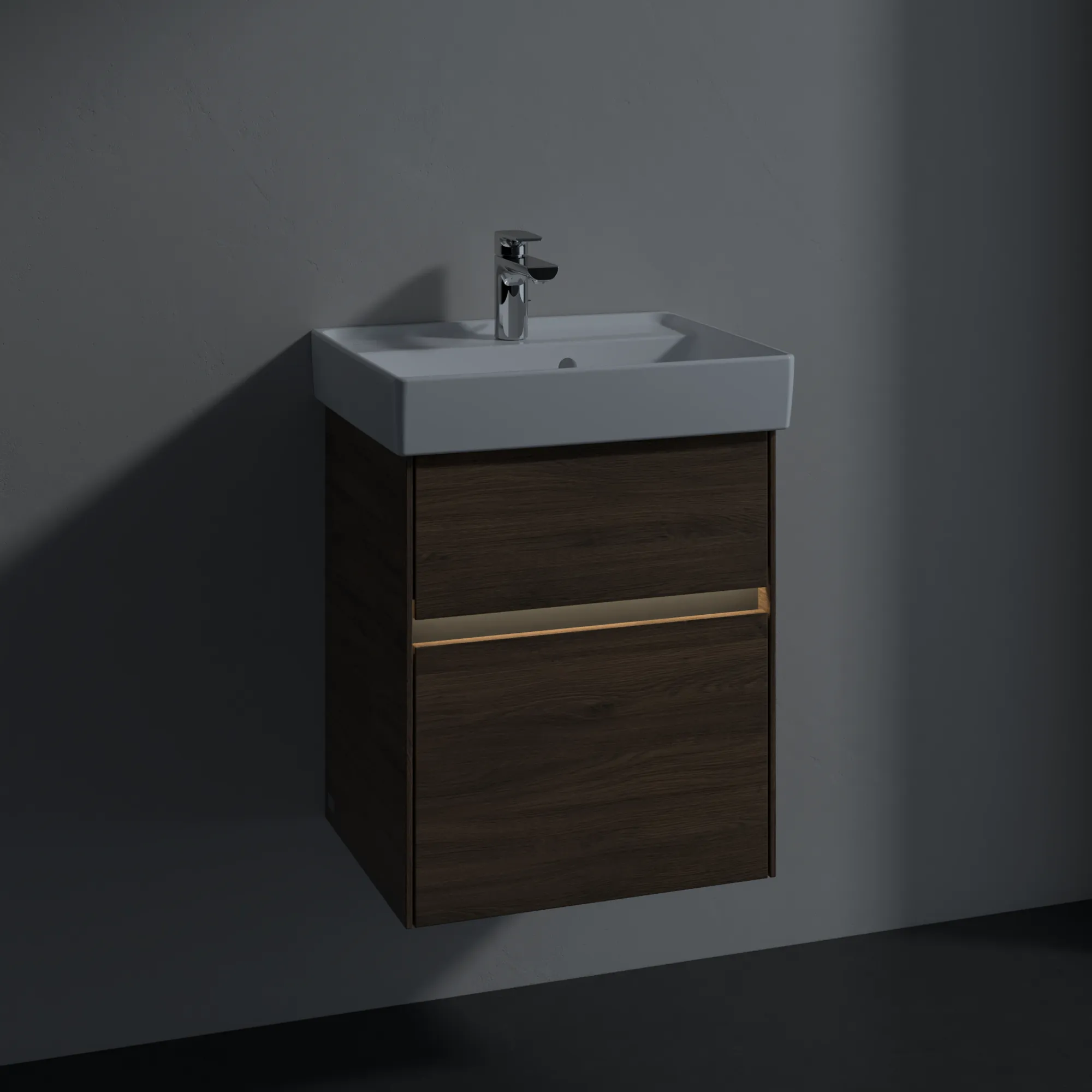 Villeroy & Boch Waschbeckenunterschrank Collaro C006B0 Arizona Oak 460x374mm mit Beleuchtung und SoftClosing