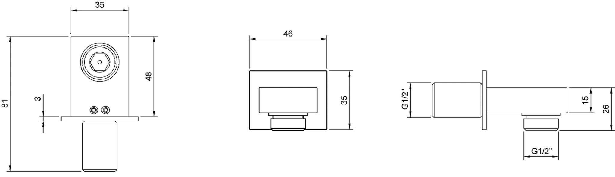 Dusche-Anschlussstück TVC00045700061 4,3 cm in Matt Black