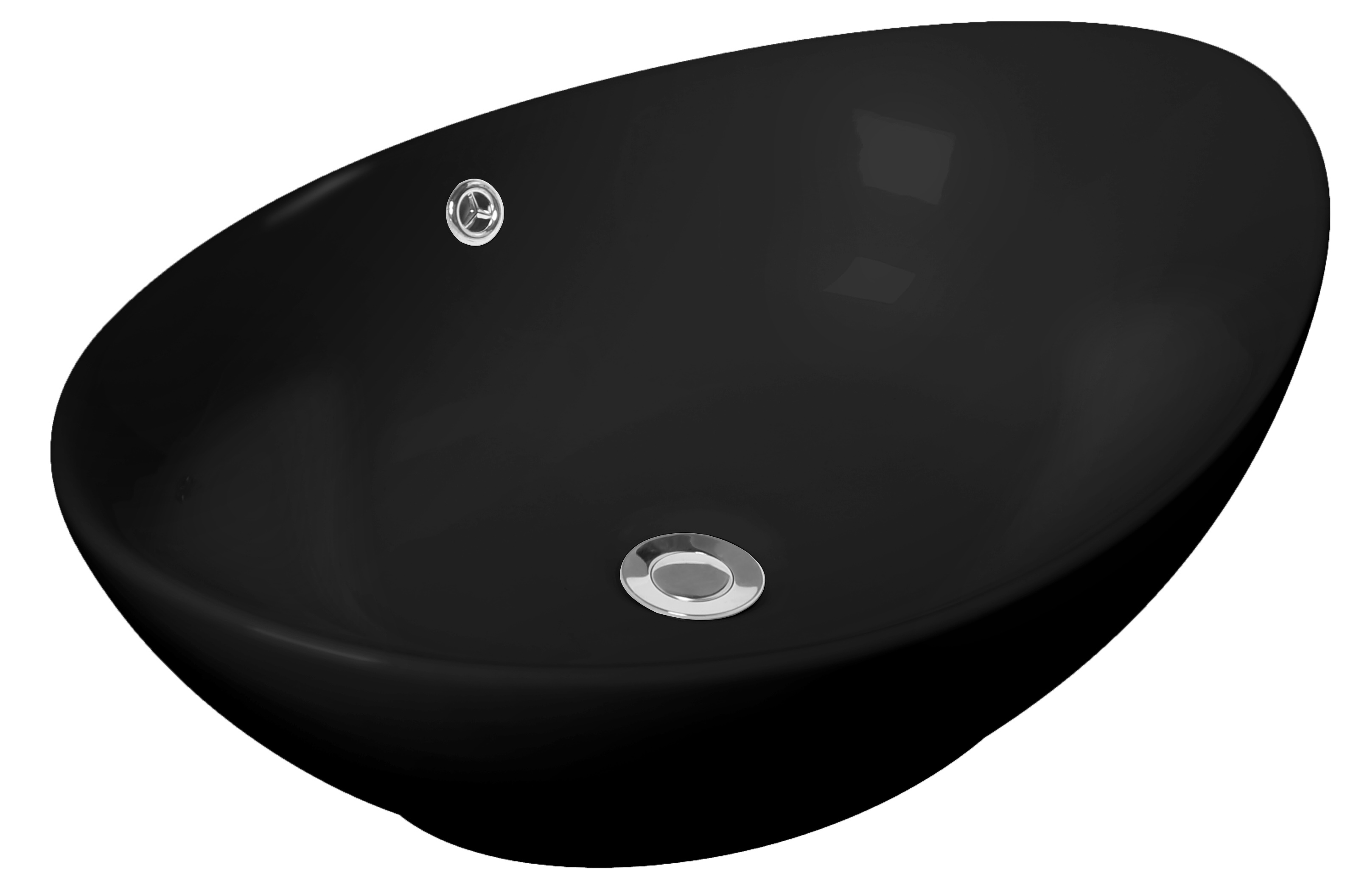 Aufsatzwaschtisch AqvaCeramica - 585 × 390 mm - Höhe 195 mm - Überlauf - mattschwarz Aufsatzwaschtisch AqvaCeramica - 585 × 390 mm - Höhe 195 mm - Überlauf - mattschwarz