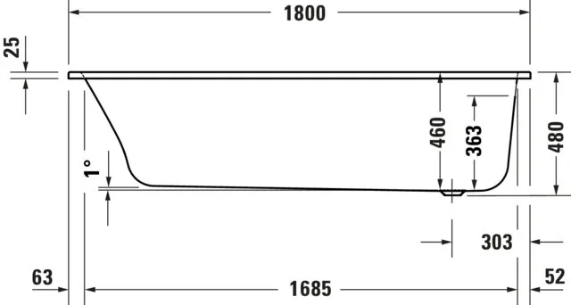 Duravit Badewanne „Qatego“ rechteck 1800 × 800 mm, Fußablauf in Weiß Duravit Badewanne „Qatego“ rechteck 1800 × 800 mm, Fußablauf in Weiß