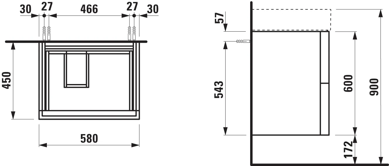 Laufen Waschtischunterbau „Kartell“ 450 × 600 × 580 mm Kieselgrau