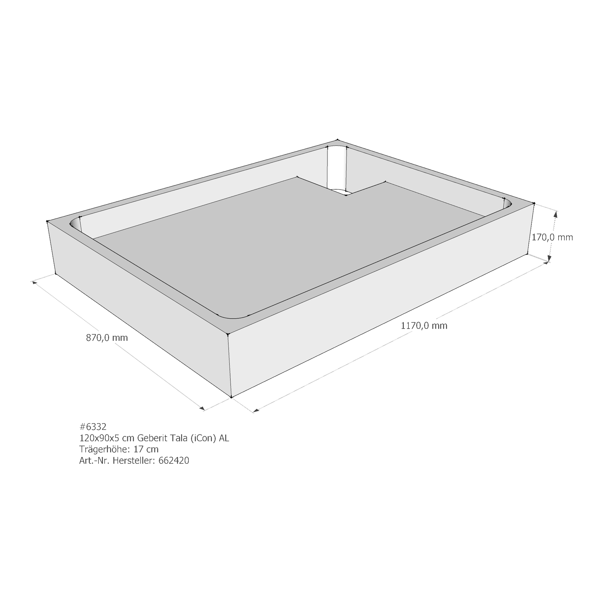 Duschwannenträger für Keramag Tala (iCon T50) 120 × 90 × 5 cm