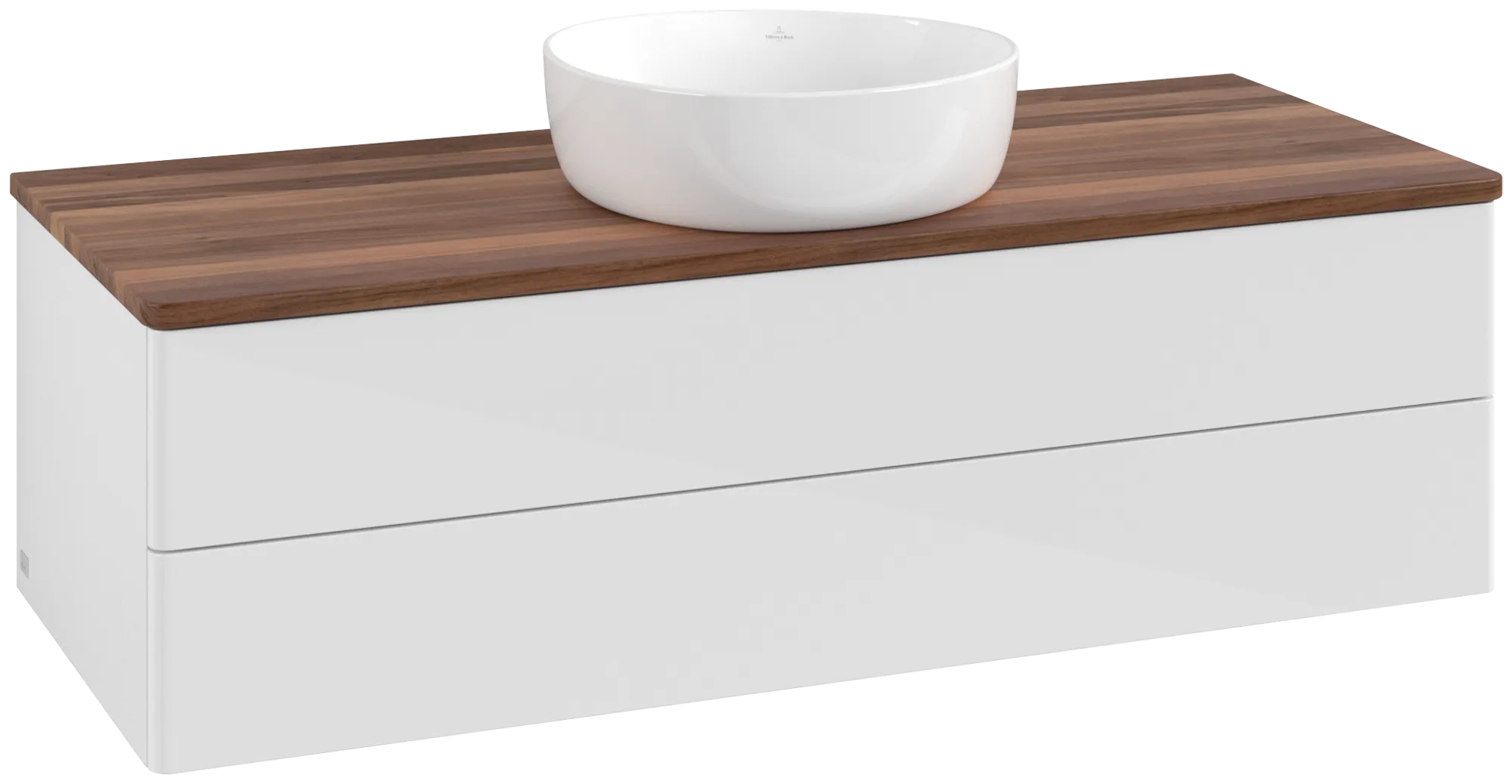 Villeroy & Boch Antao Waschbeckenunterschrank L21_1, 1200x360x500mm, Glossy White Lacquer / Warm Walnut