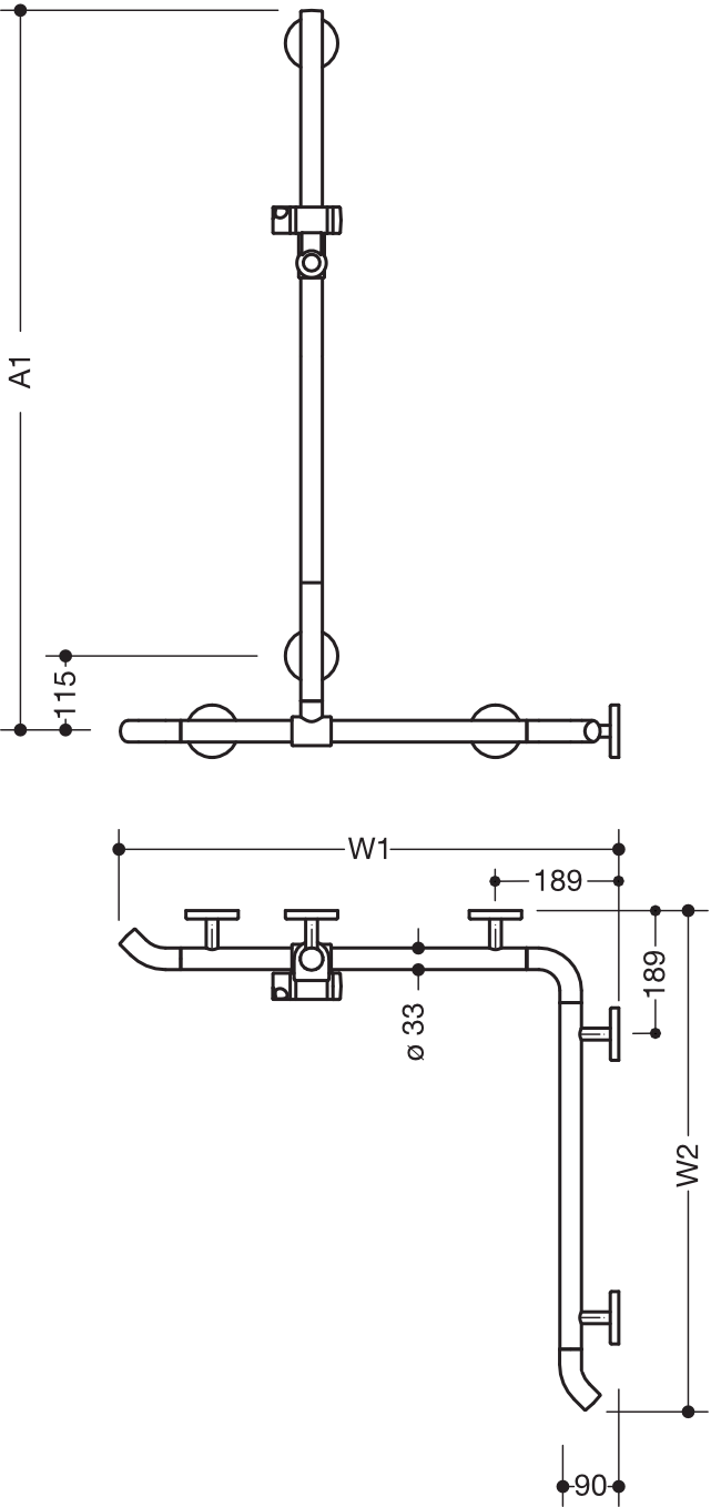 HEWI Haltegriff „System 800K“ in Rubinrot