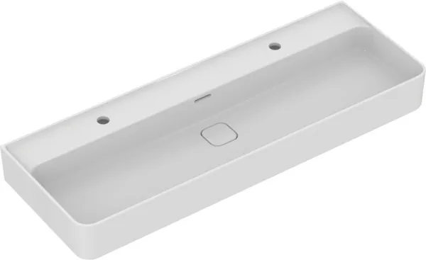 Waschbecken „StradaII“ 120 × 43 × 17 cm, Hahnlochposition links und rechts in Weiß Waschbecken „StradaII“ 120 × 43 × 17 cm, Hahnlochposition links und rechts in Weiß