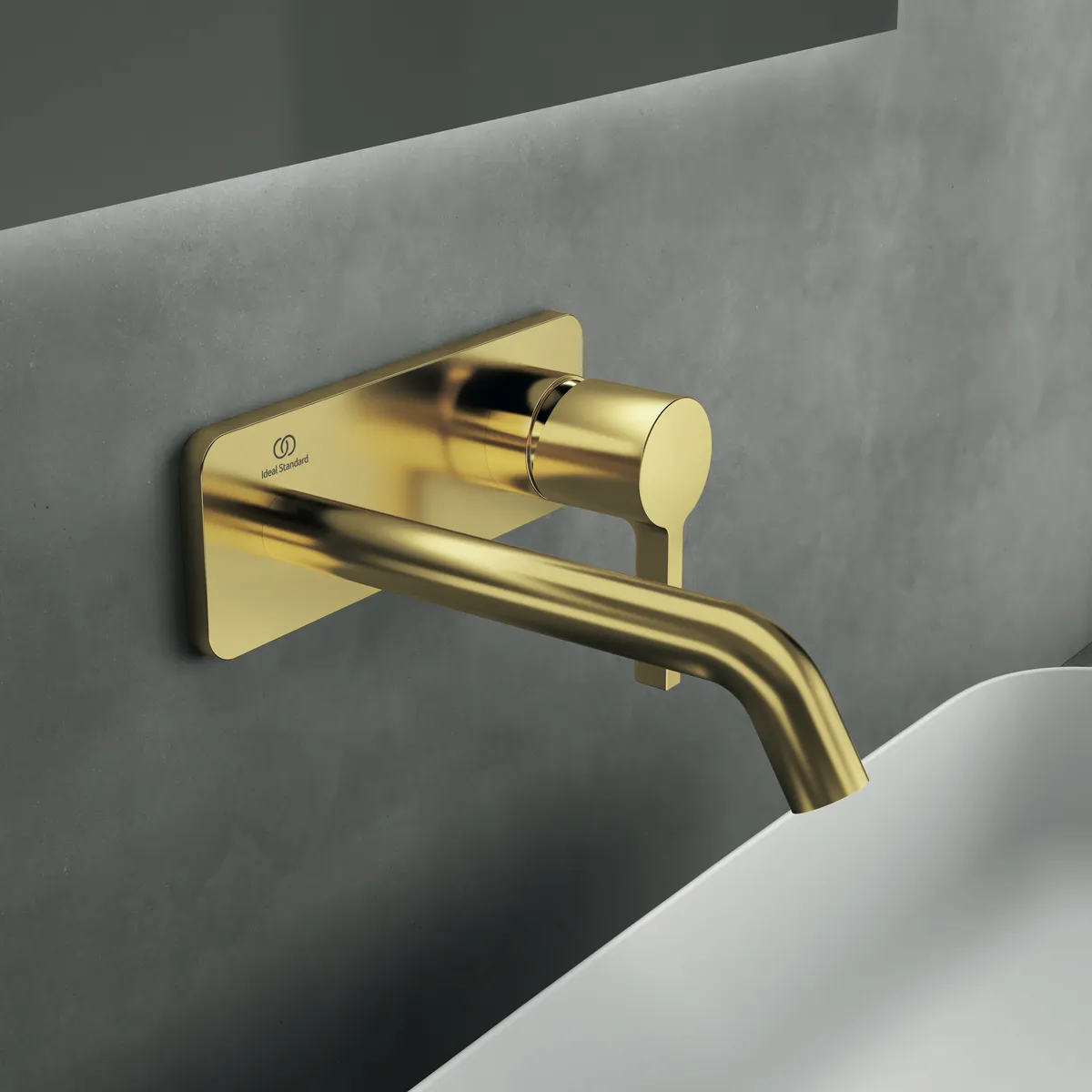 Ideal Standard Wand-Waschtischarmatur Joy, Brushed Gold, Ausladung 180 mm, Unterputz-Bausatz Ideal Standard Wand-Waschtischarmatur Joy, Brushed Gold, Ausladung 180 mm, Unterputz-Bausatz