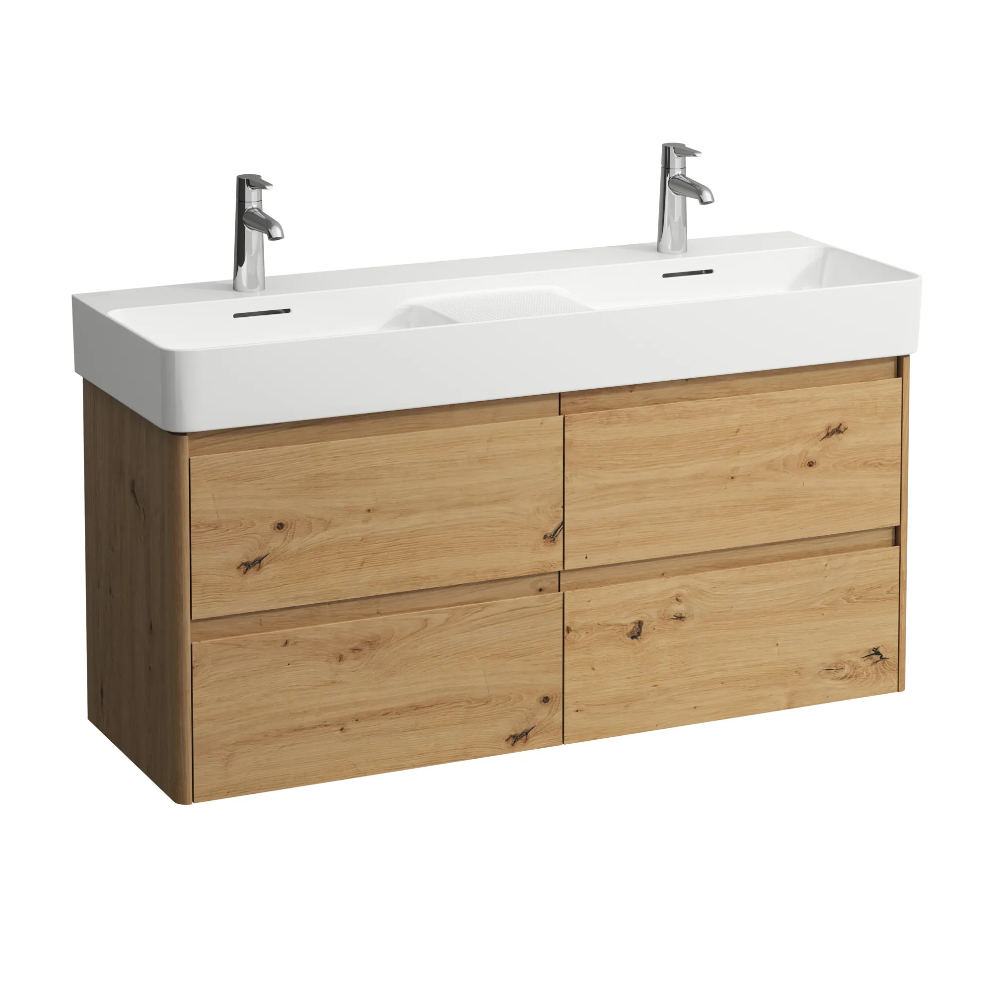 Waschtischunterbau BASE 2.0 für VAL 400x1168x515 4 Schubladen mit Griffmulde für Waschtisch H814282 weiß matt