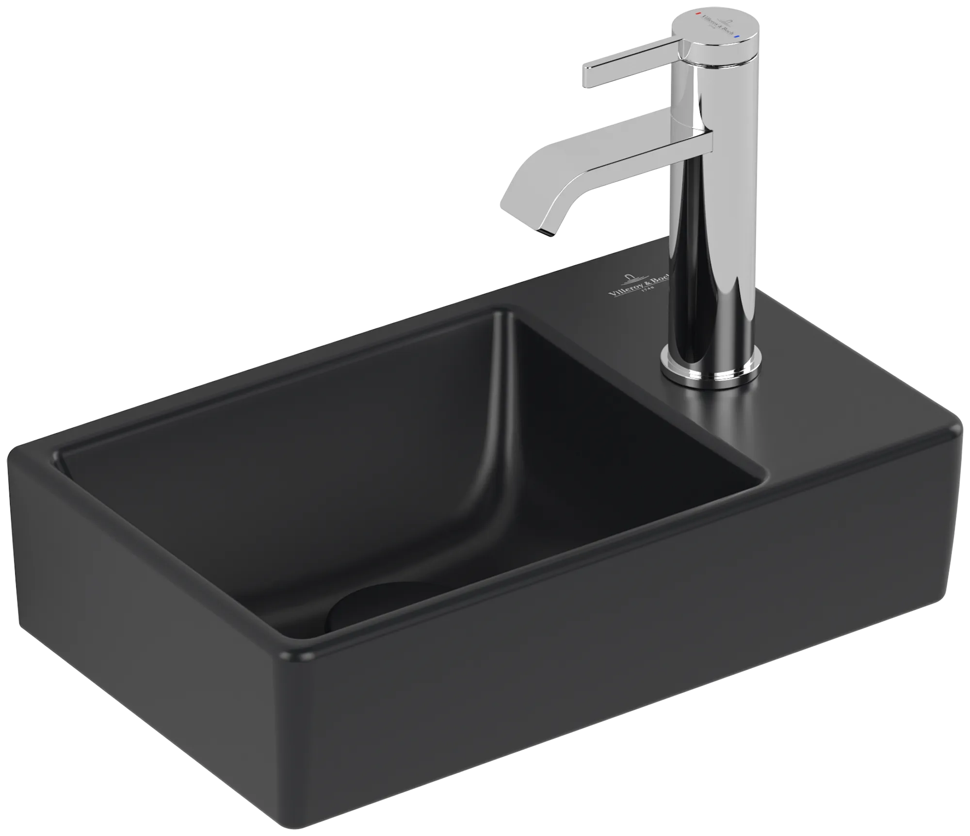 Villeroy & Boch Avento Waschbecken 360x220mm links Pure Black CeramicPlus