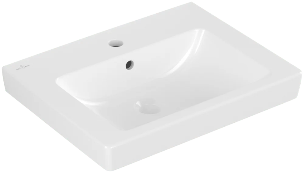 Villeroy & Boch Subway 2.0 Waschbecken, Rechteck, Weiß Alpin, 550 x 440 x 150 mm, mit Überlauf, für 3-Loch-Armatur