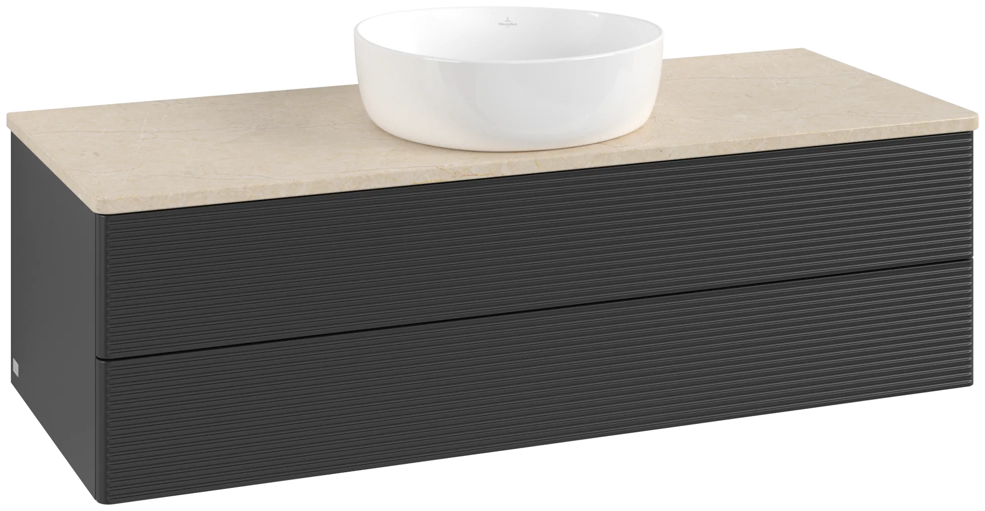 Villeroy & Boch Antao Waschbeckenunterschrank K21_1, 1200 x 360 x 500 mm, Black Matt Lacquer / Botticino