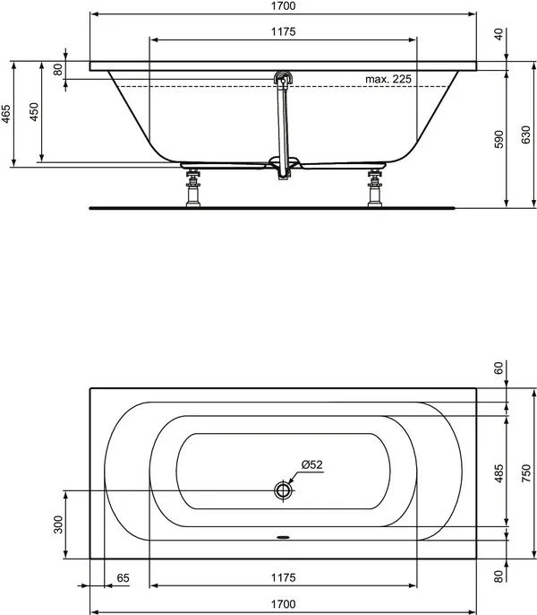 Ideal Standard Badewanne „HotlineNeu“ 75 × 170 cm Ideal Standard Badewanne „HotlineNeu“ 75 × 170 cm