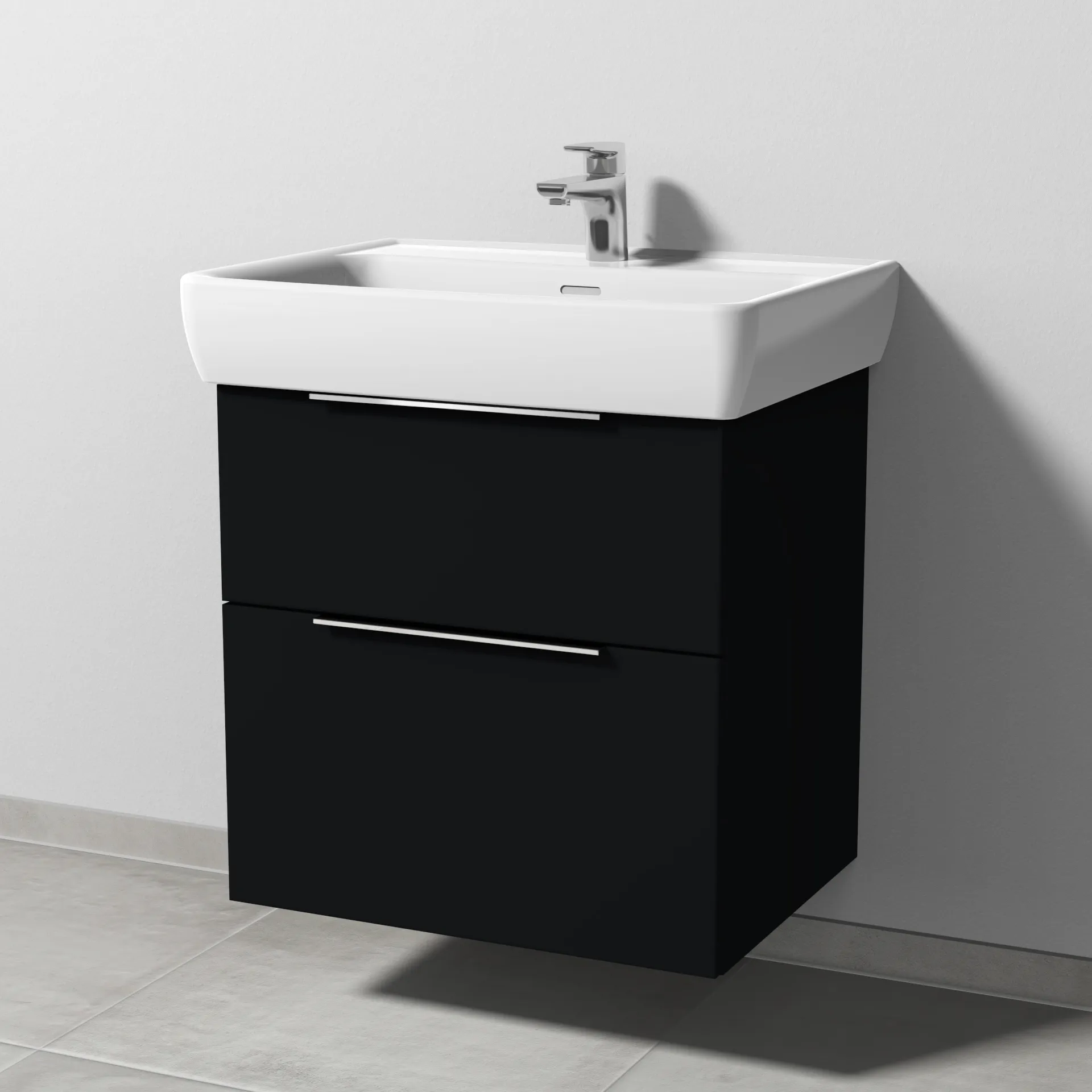Sanipa Waschtischunterschrank „3way“ passend zu Keramik-Waschtische Pro A von Laufen 580 × 588 × 447 mm in Schwarz (matt)