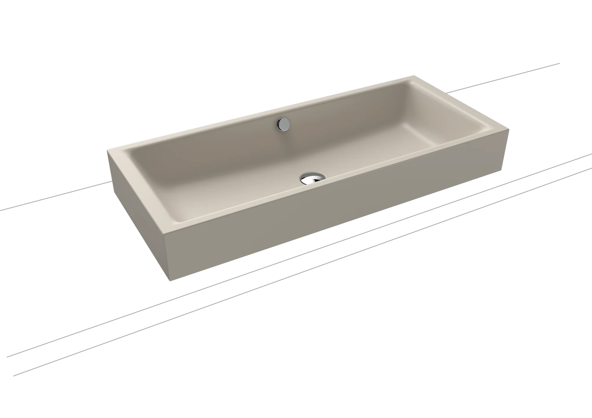 Aufsatzwaschtisch „Puro S“ 90 × 38,5 cm, ohne Hahnlochbohrung in warm grey 10, mit Perl-Effekt