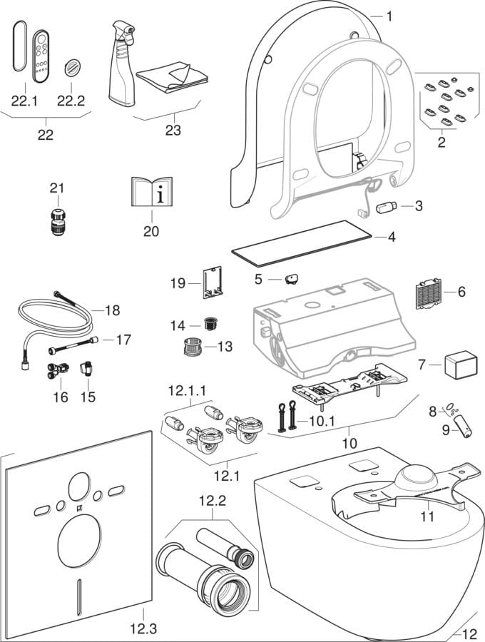 Geberit Wand-Dusch-WC Komplettanlage AquaClean „Tuma“ Comfort in Glas schwarz, Befestigung sichtbar, ohne Spülrand Geberit Wand-Dusch-WC Komplettanlage AquaClean „Tuma“ Comfort in Glas schwarz, Befestigung sichtbar, ohne Spülrand