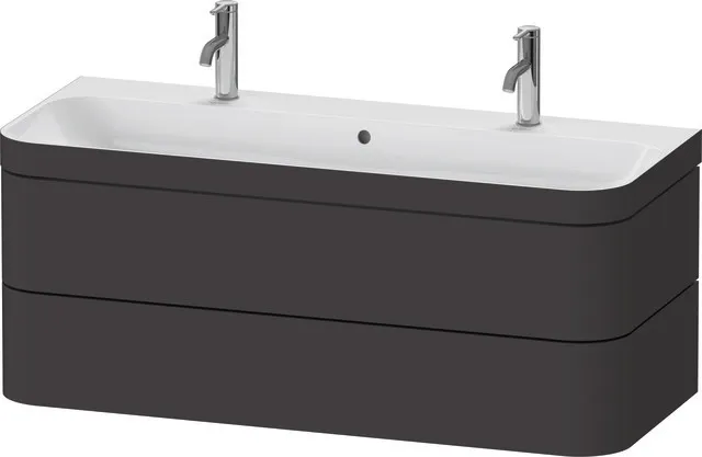 Duravit Waschtischunterschrank c-shaped Set wandhängend „Happy D.2 Plus“ 117,5 × 48 × 49 cm Graphit Supermatt