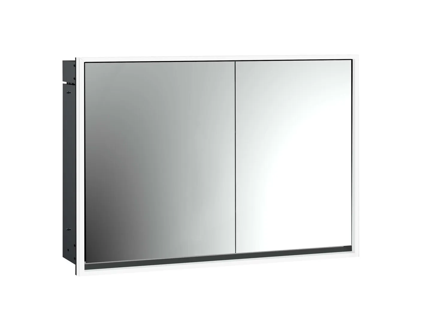 LED-Lichtspiegelschrank Loft Unterputz, 1000 mm, breite Tür links schwarz