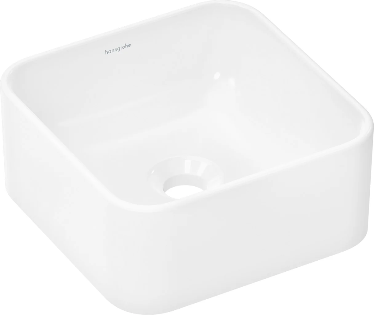 Hansgrohe Aufsatzwaschtisch Xuniva Q, 300x300 mm, weiß, glänzend, ohne Hahnloch und Überlauf