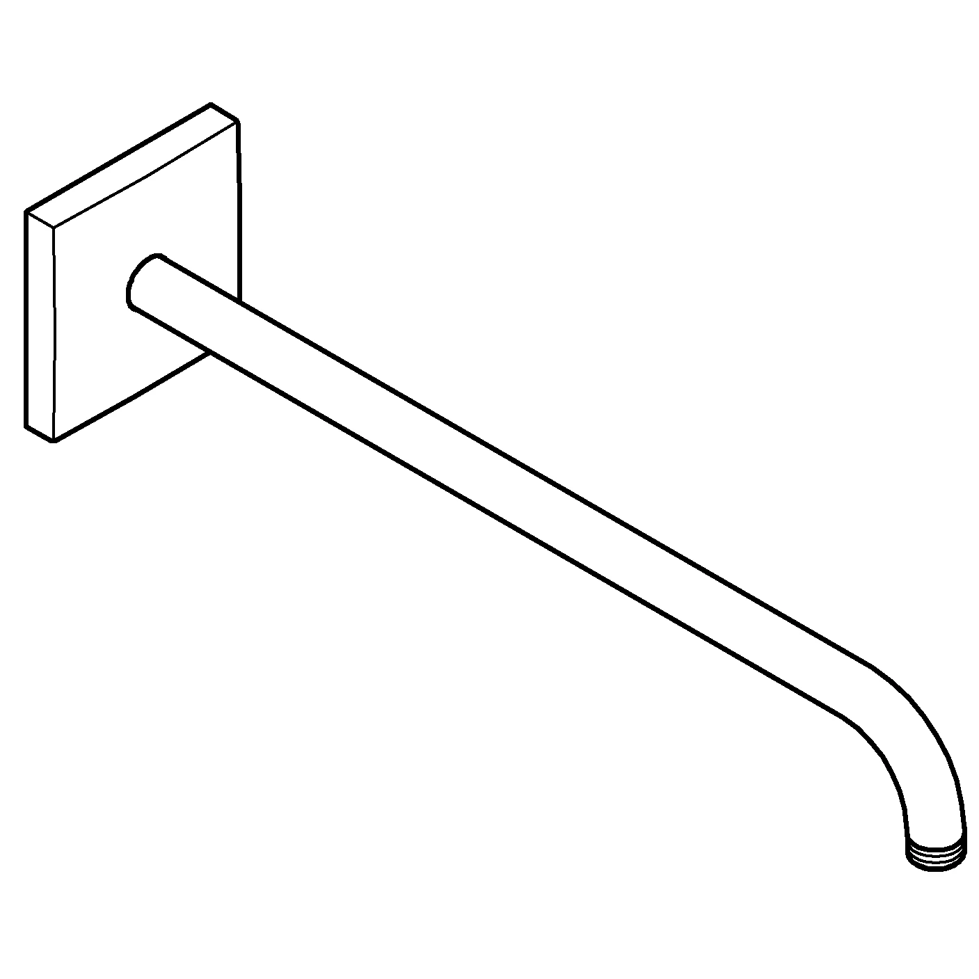 Brausearm Rainshower 26145, Ausladung 422 mm, mit eckiger Rosette, chrom