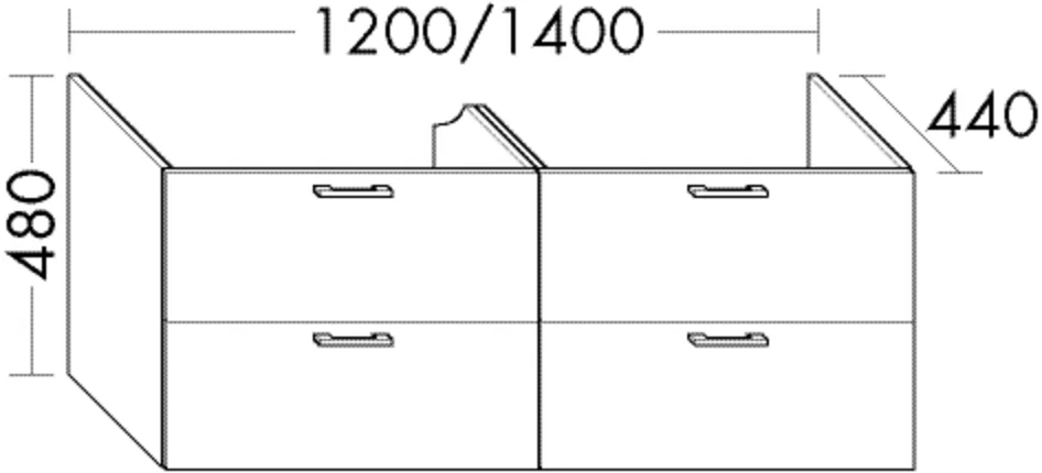 Waschtischunterschrank Sys30 von burgbad - 1200 mm breit, 480 mm hoch, 440 mm tief, für Mineralguss-Waschtisch M3 mit 2 Schubladen und 2 Auszügen Waschtischunterschrank Sys30 von burgbad - 1200 mm breit, 480 mm hoch, 440 mm tief, für Mineralguss-Waschtisch M3 mit 2 Schubladen und 2 Auszügen
