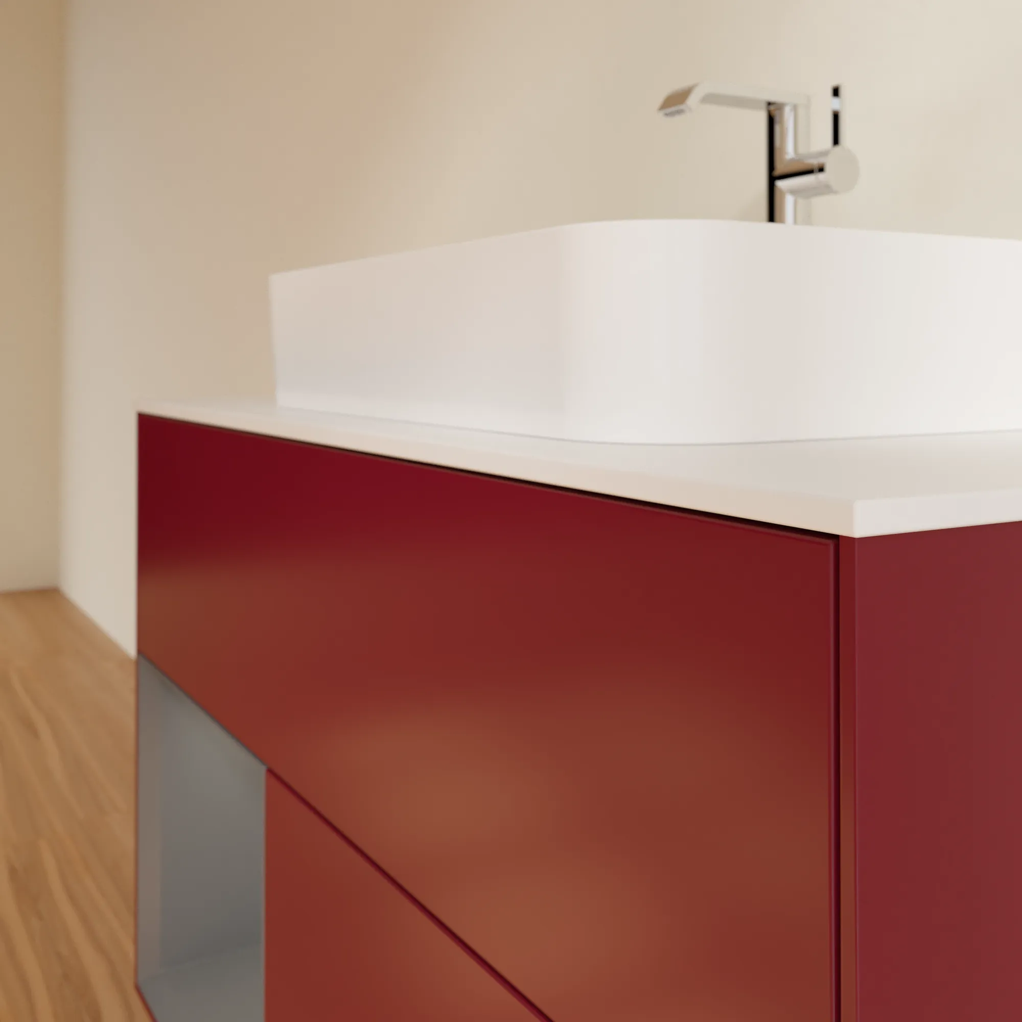 Villeroy & Boch Waschbeckenunterschrank Finion F36, 1000 x 603 x 501 mm, Peony Matt Lacquer, mit Beleuchtung und Push-to-open Funktion