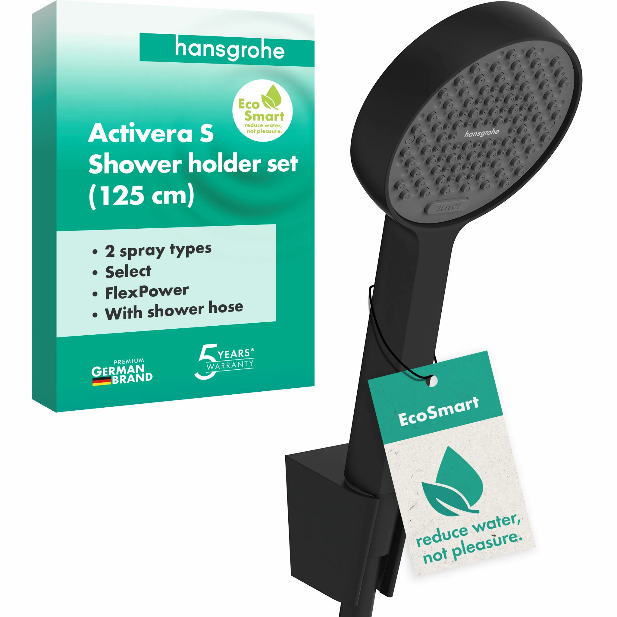 Activera Select S Brausehalterset 95 2jet EcoSmart mit Brauseschlauch 125 cm, Chrom