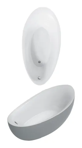 Villeroy & Boch Badewanne „Aveo New Generation“ freistehend oval 190 × 95 cm, Fußablauf in Weiß Alpin / Colour On Demand