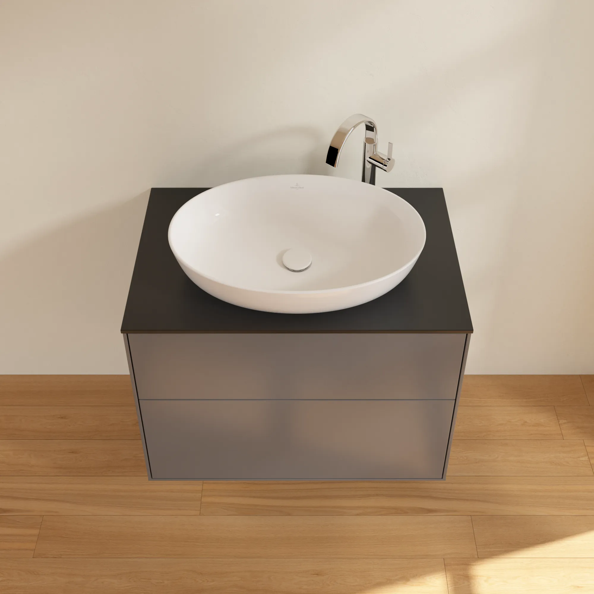 Villeroy & Boch Waschbeckenunterschrank Finion F87, Anthracite Matt Lacquer, 800x603x501mm, mit SoftClosing und Push-to-open Funktion