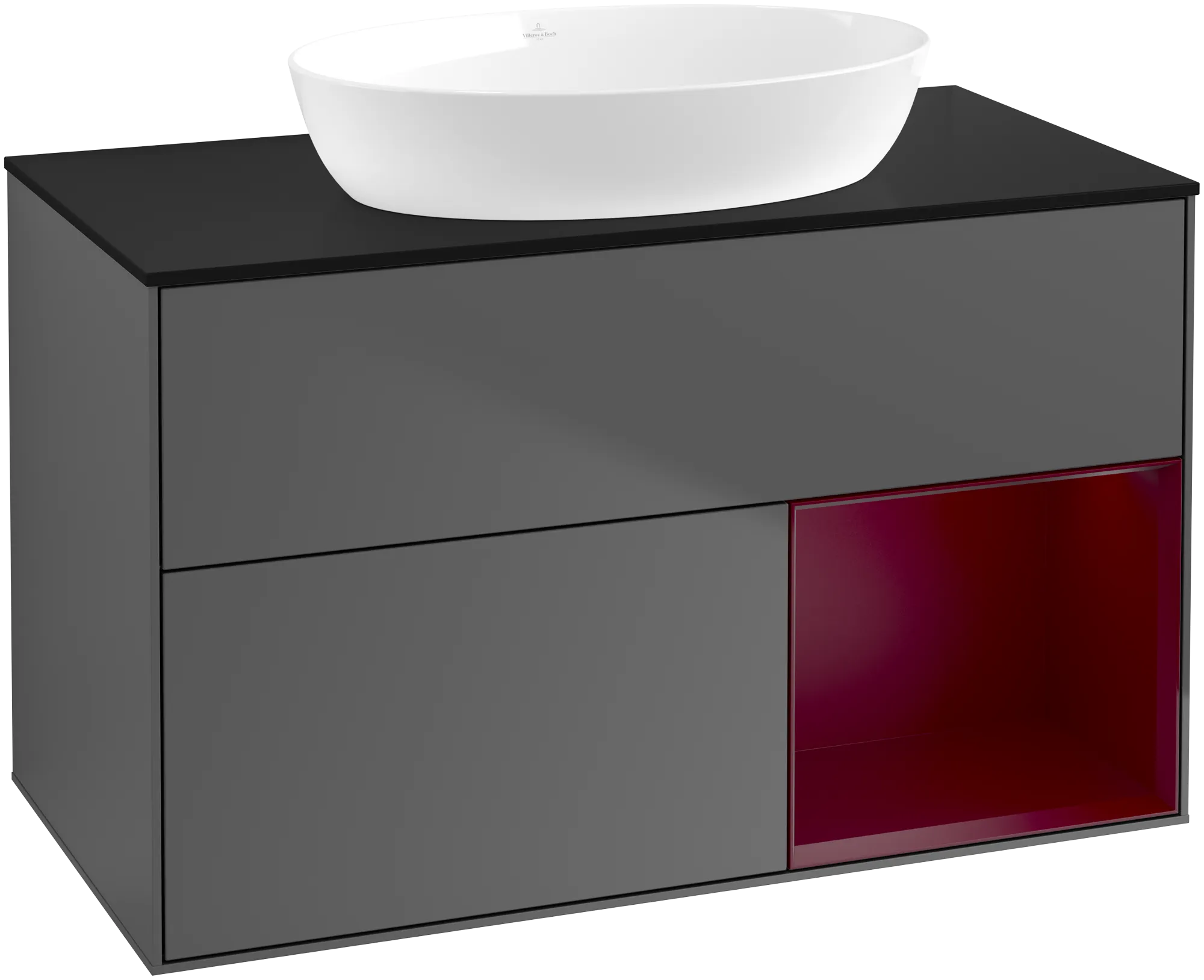 Villeroy & Boch Finion Waschbeckenunterschrank GA2 1000x603x501mm Anthrazit matt/Lilie matt/Glas schwarz matt