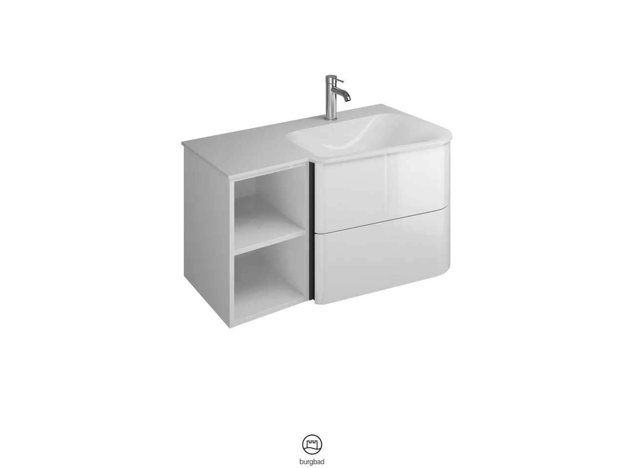 burgbad Badmöbelset „Badu“ Griffleiste, Weiß, in Veloursgrau Softmatt burgbad Badmöbelset „Badu“ Griffleiste, Weiß, in Veloursgrau Softmatt