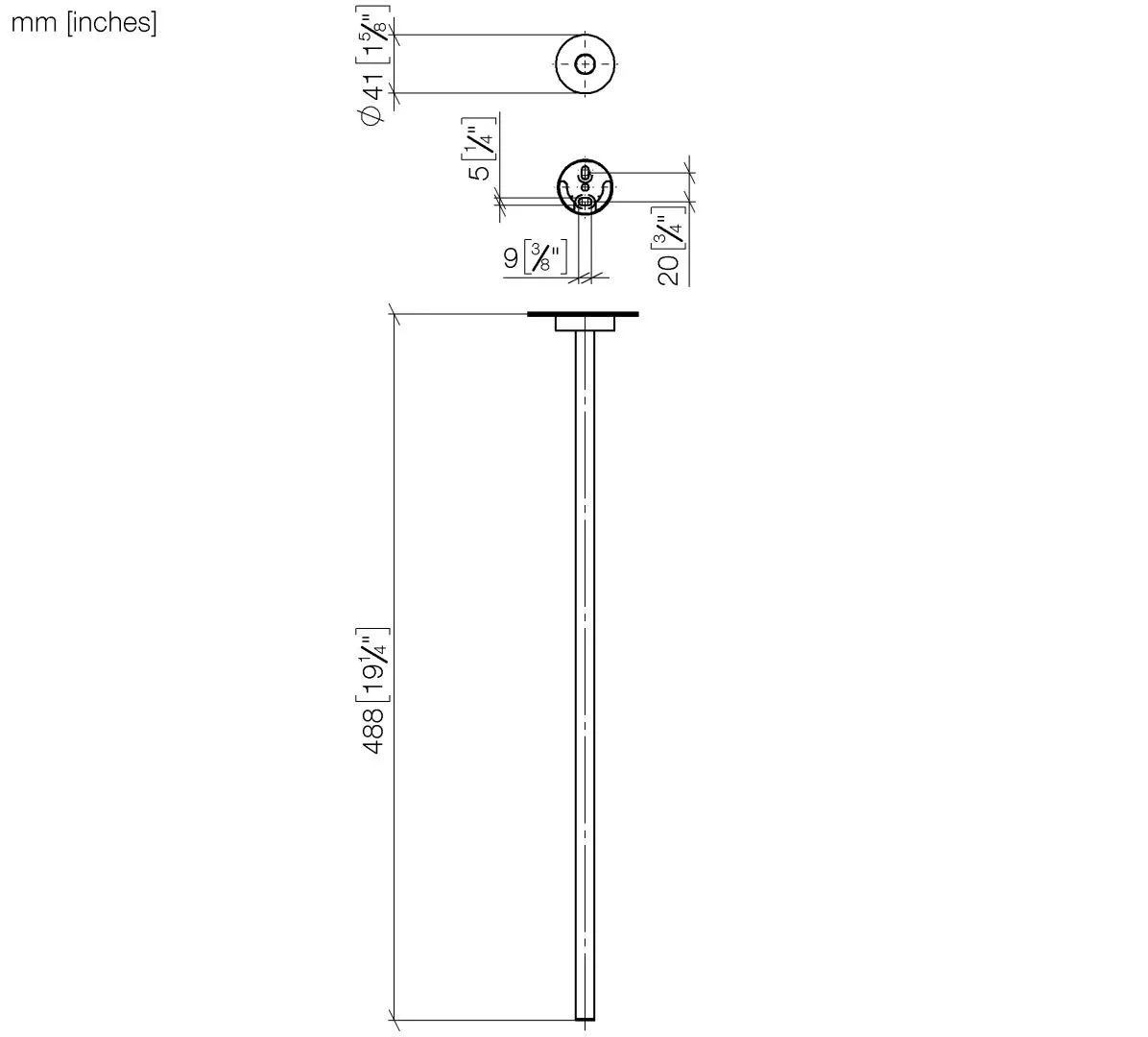 Dornbracht Handtuchhalter, 1-teilig, starr, Rosette D. 40 mm, Ausladung 490 mm Dornbracht Handtuchhalter, 1-teilig, starr, Rosette D. 40 mm, Ausladung 490 mm