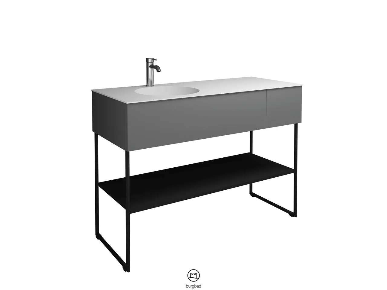 burgbad Coco Mineralguss-Waschtisch inkl. Waschtischunterschrank, Schwarz Seidenglanz burgbad Coco Mineralguss-Waschtisch inkl. Waschtischunterschrank, Schwarz Seidenglanz